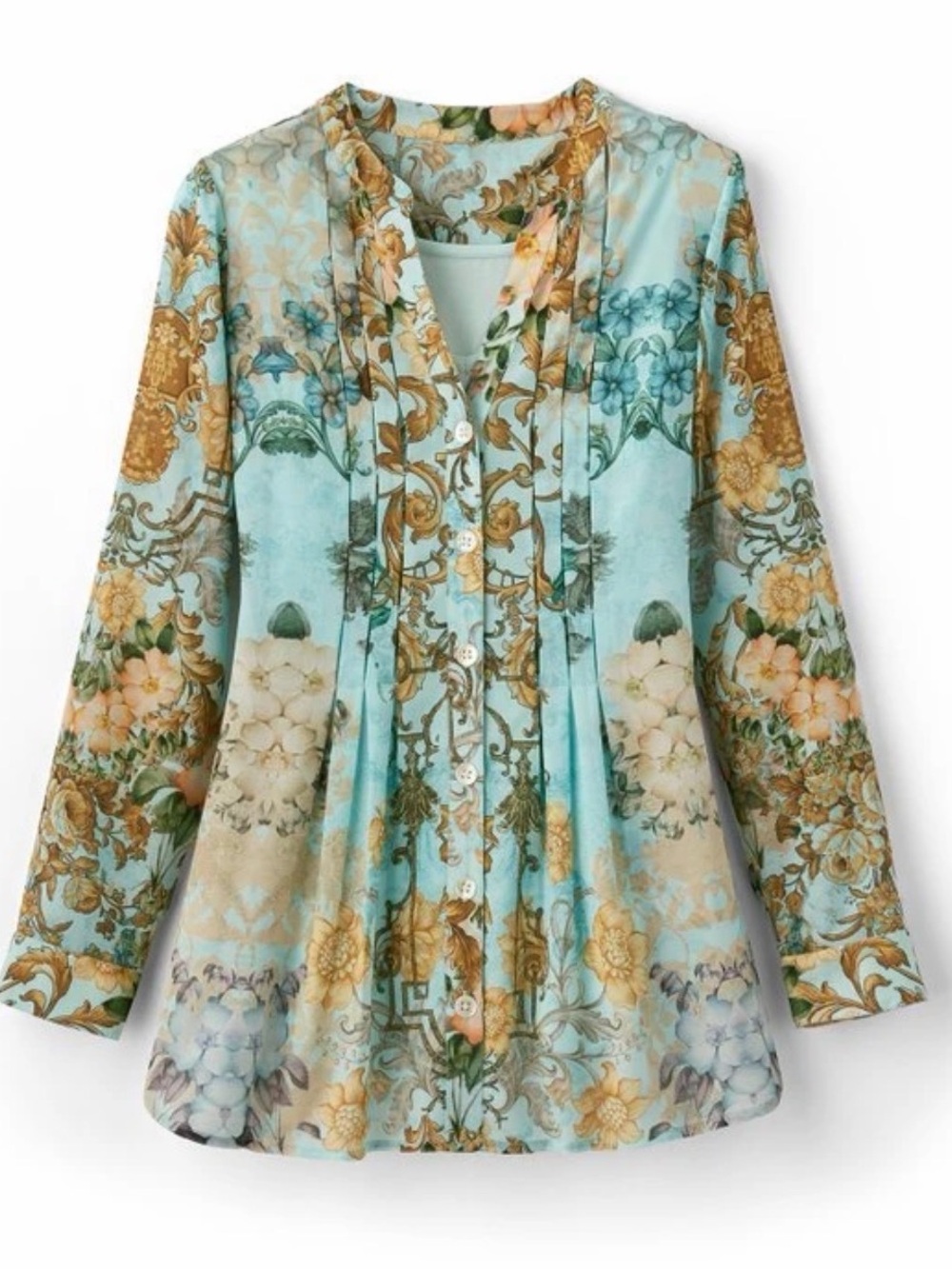 Soft Surroundings Baroque Semi-Sheer Blouse NWOT